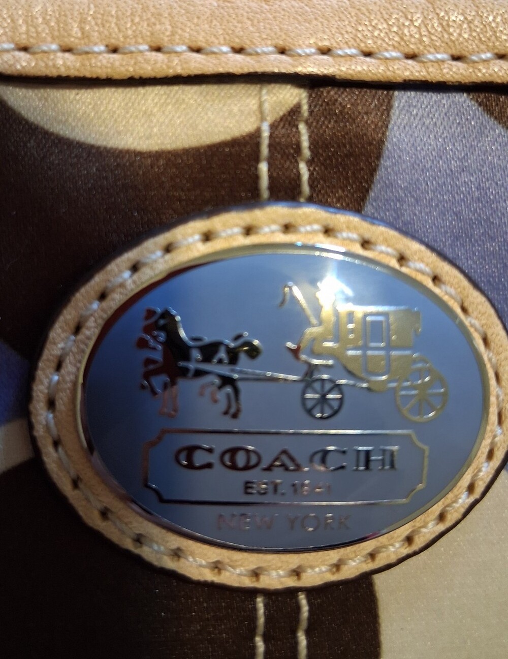 Coach Crossbody Bags Women Purple Brown Adjustable Strap Satin - Picture 4 of 14